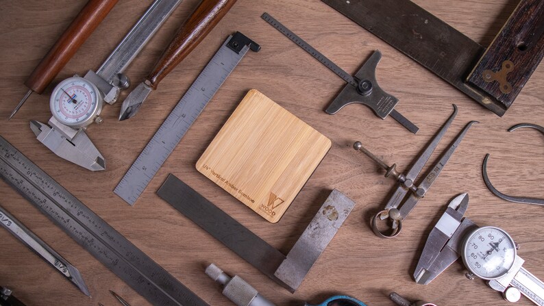 Tools laid out on a workbench.