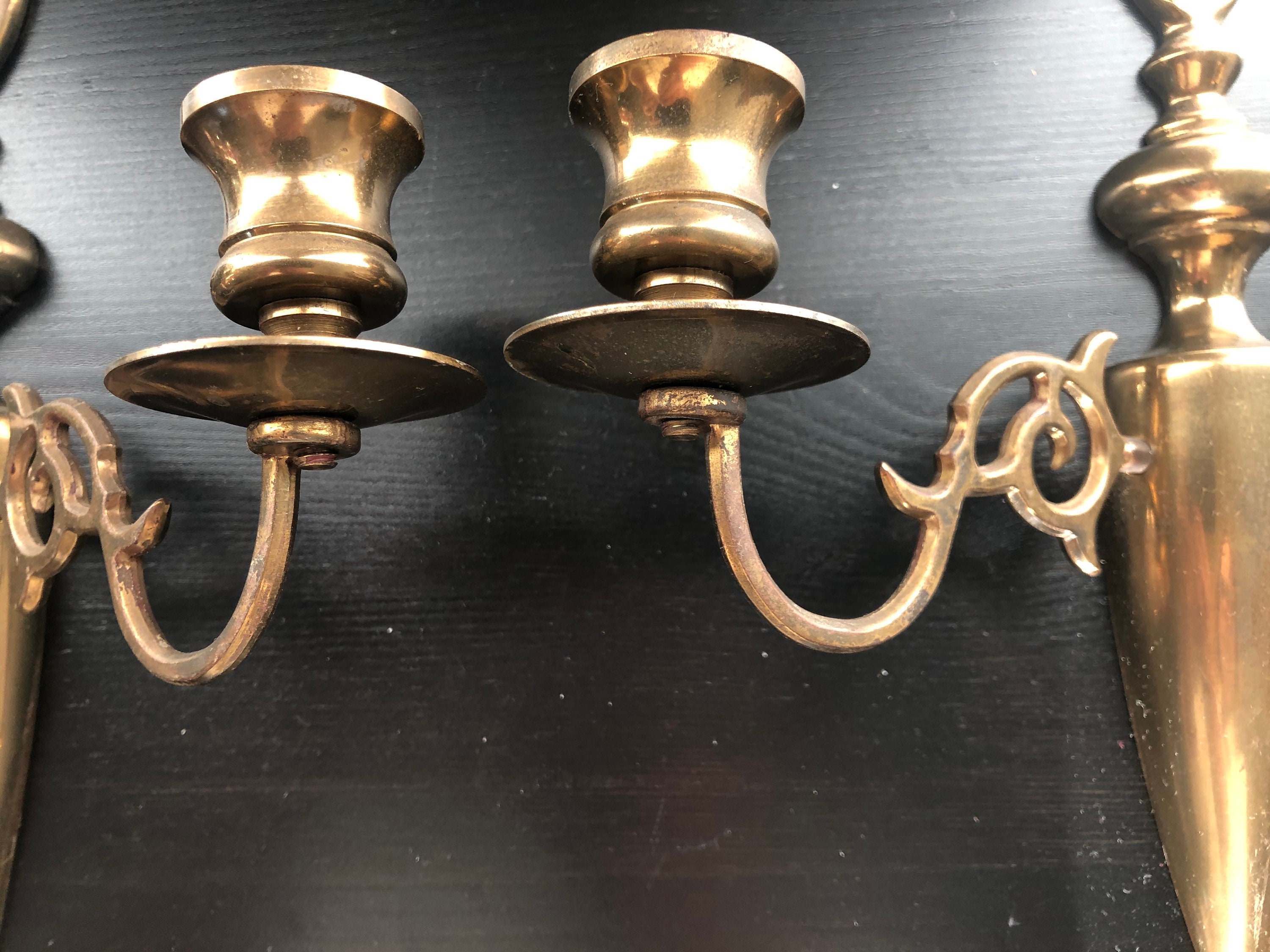 Vintage Brass Wall Candle Holder Etsy