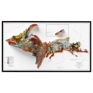 Bovenste schiereiland van Michigan kunst aan de muur kaart - geologische print - geografie cadeau muur decor - housewarming cadeau - geschiedenisliefhebbers