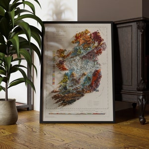 Irland Geologische Karte Druck 1962, Irland Wand Kunst, Home Decor, schattierte Reliefkarte von Irland, Vatertags Geschenk, Vintage Karte Reproduktion