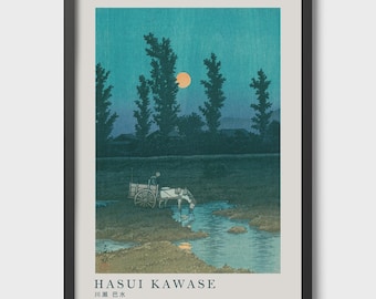 Hasui Kawase Japanese Art Print – Evening Moon, Sapporo Shin-Hanga Poster