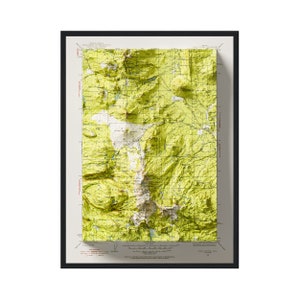 Topografische kaart van Three Sisters Oregon, kustkaart Oregon, Oregon Coast, historische kaart met reliëfeffect, vintage muurkunst, woondecoratie