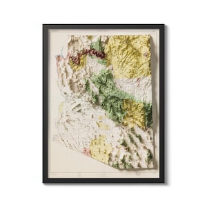 Arizona Wall Art Home Decor Karte - Vintage Geologischer Druck - Geographie Geschenk Wanddekoration - Housewarming Geschenk
