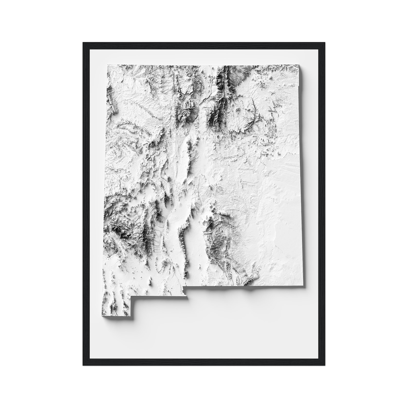 New Mexico Map With Relief Effect, Elevation Map, Modern Art