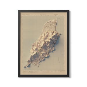 Isle of Man Topographische Karte 1921 Vintage Reprint Historische Karte mit Reliefeffekt