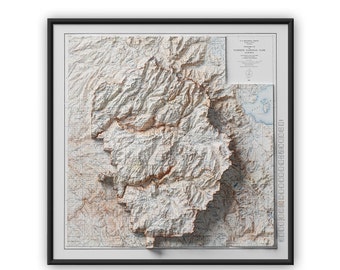 Yosemite National Park Map Print, Vintage Topographic Wall Art