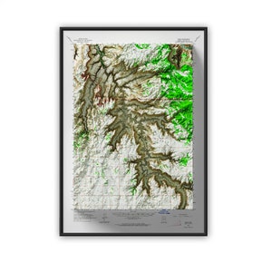 Supai - kaart Grand Canyon National Park, topografische kaart met reliëfeffect, kunst aan de muur, woondecoratie, Grand Canyon-cadeaus, moderne kunstafdruk