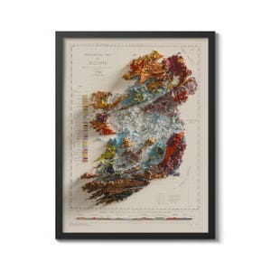 Irland Geologische Karte, Irland Wohndekor, Irland Karte Drucken, Relief, Landkarte von Irland, Geologische Karte, moderne Wandkunst