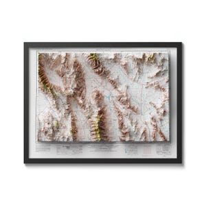 Topografische kaart Death Valley 1954 - vintage reproductie met reliëfeffect - uniek wanddecor, historische posterkunst
