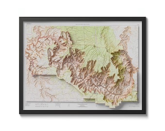 Grand Canyon Topographic Map Art Print, Vintage Style