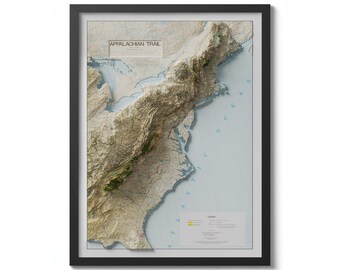 Appalachian Trail Map with 3D Appearance – Vintage 1972 Print | Mountain Wall Art | Blue Ridge Decor | Hiker Gift Idea