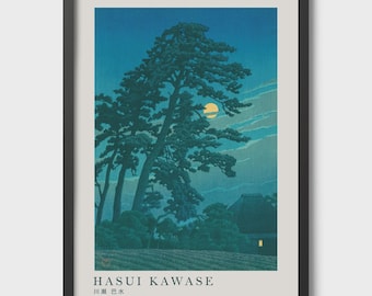 Hasui Kawase Japanese Print – Moon at Umagome, Shin-Hanga Landscape