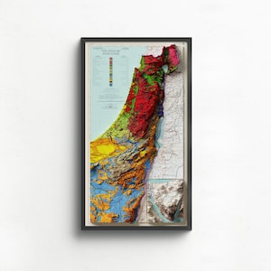 Geologische Karte des Israel, Vintage Reprint Historische Karte mit Reliefeffekt, Israel Vintage Wandkunst, Israel Poster Druck, Wanddekor