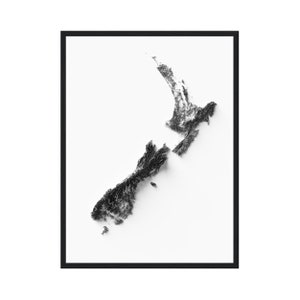 Neuseeland Landkarte mit Reliefeffekt, Neuseeland Landkarte, moderne Kunst, minimalistischer Stil, Hauptwanddekor, schattige Reliefkarte, Wandkunst,