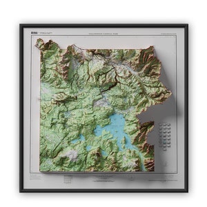 Mapa topográfico do Parque Nacional de Yellowstone, Wyoming, 1961, reimpressão vintage, mapa histórico com efeito de relevo, arte de parede vintage, decoração para casa