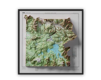 Mapa topograficzna Parku Narodowego Yellowstone, sztuka ścienna w stylu vintage