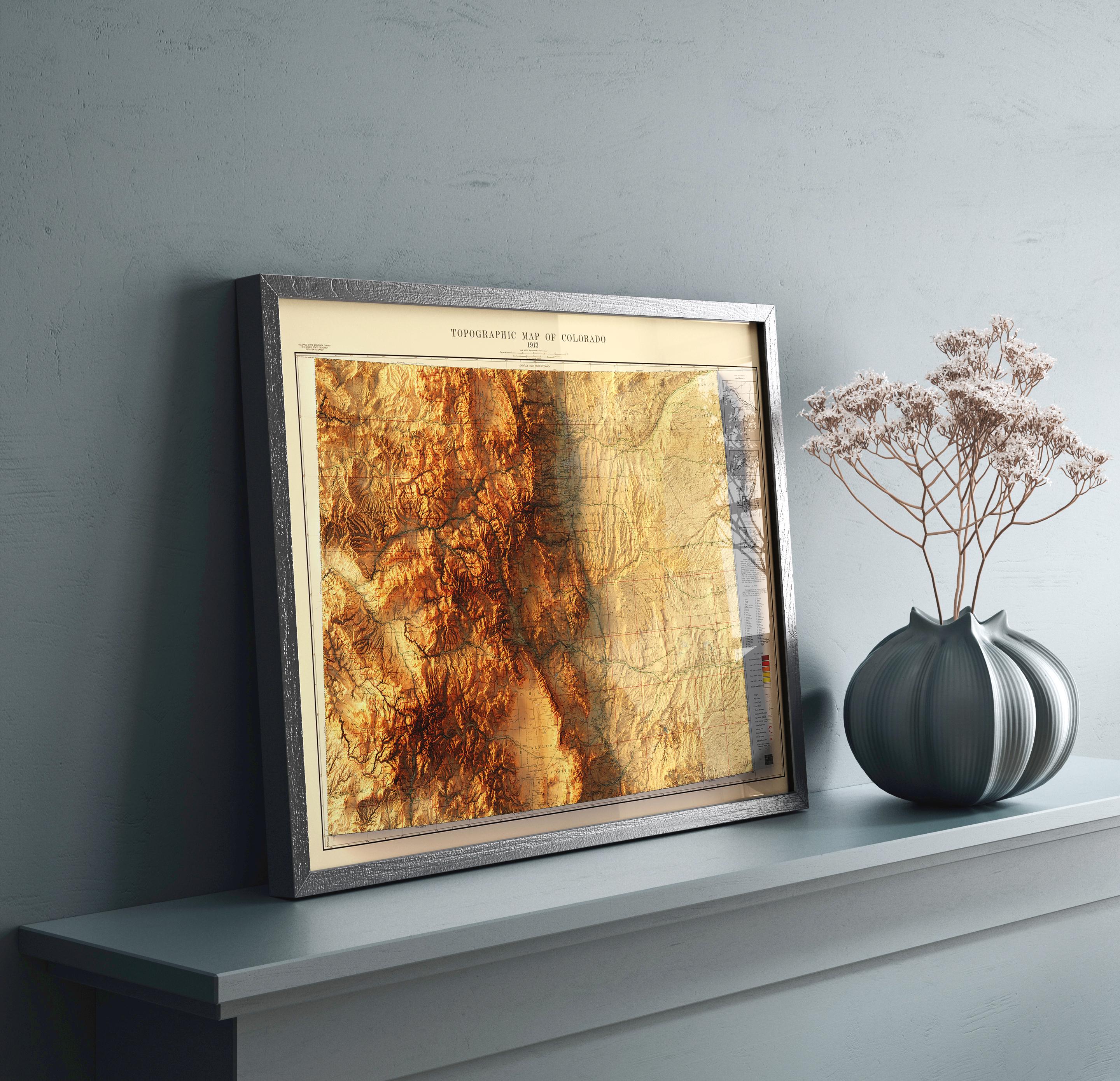 Vintage 1913 Colorado Topographic Map Print, Shaded Relief Style Wall ...