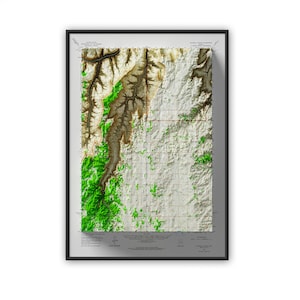 National Canyon-kaart - Grand Canyon National Park-kaart Arizona, topografische kaart met reliëfeffect, kunst aan de muur, woondecoratie, Grand Canyon-cadeaus