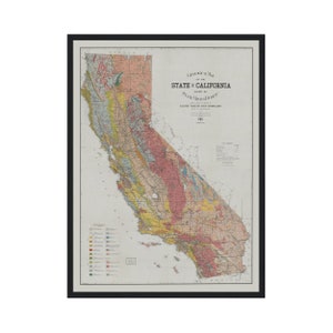 California Historical Map | Vintage Wall Art Print | Old State Map Decor | Unique Home & Office Gift