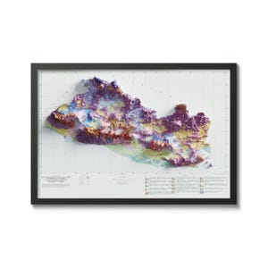 El Salvador Vintage Geologische Karte Dekor mit Reliefeffekt - Einzigartige Geschenkidee
