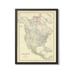 Vintage North America Map Print – Antique Wall Art from 19th Century Atlas | Historic Map of USA, Canada & Mexico | Old World Decor