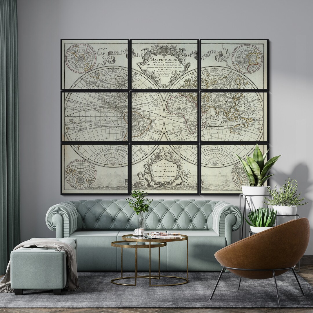 World Map, World Map Wall Decor Poster, Large Wall Map, Vintage Map ...
