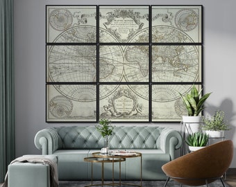 World Map, World Map Wall Decor Poster, Large Wall Map, Vintage Map Poster, Home Decor, Living Room Decor