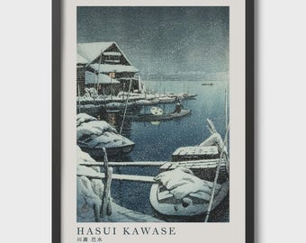 Hasui Kawase Japanese Print - Snow at Mukojima Shin-Hanga Art