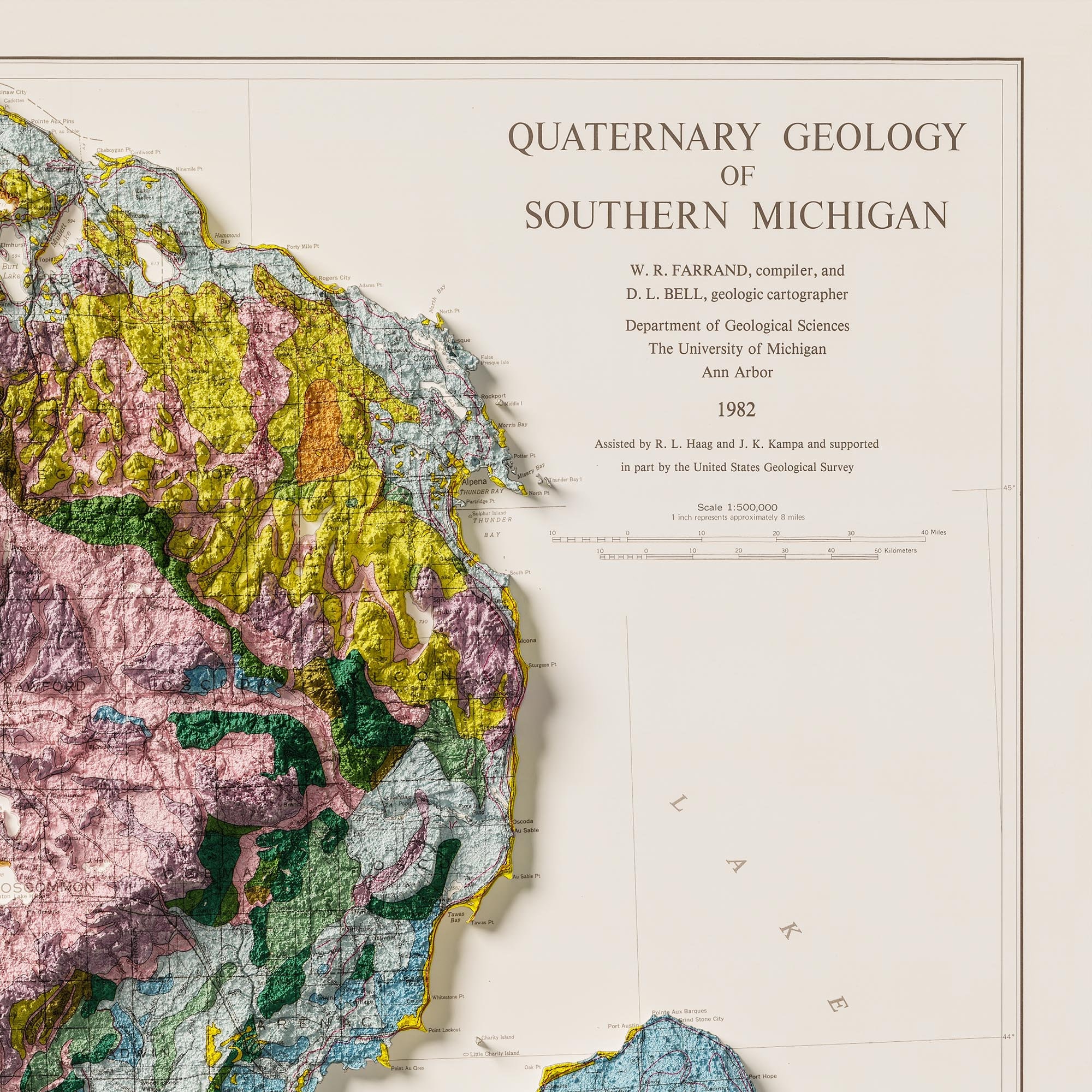 Southern Michigan Geologic Map, Michigan Map, Michigan Geology Vintage