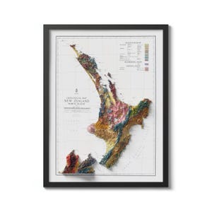 Neuseeland 1947 Nordinsel Geologische Karte Vintage Reprint Historische Karte mit Reliefeffekt, Vintage Wandkunst Geschenk