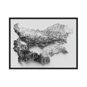 Bulgarien Karte mit Reliefeffekt, Bulgarien Landkarte, moderne Kunst, minimalistischer Stil, Wanddekor, Bulgarien schattierte Reliefkarte bulgarisches Geschenk