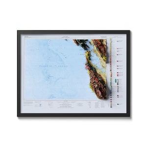 San Francisco Map 1961, San Francisco Home Decor, San Francisco Art, San Francisco Poster, Vintage Reprint Historical Map With Relief Effect