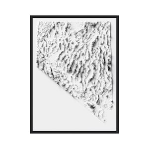 Nevada State Karte mit Reliefeffekt, Höhenkarte, moderne Kunst, minimalistischer Stil, Wand-Dekor, schattierte Reliefkarte Nevada, Kartenkunst