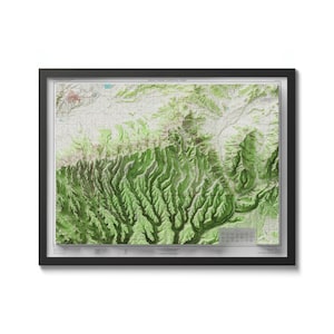 Carte de Mesa Verde, carte topographique du parc national de Mesa Verde 1967, effet de relief de carte historique de réimpression vintage, art mural vintage, décoration murale
