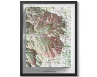 Topograficzna mapa Pomnika Narodowego Cedar Breaks – Utah, przedruk historycznej mapy z 1936 r.