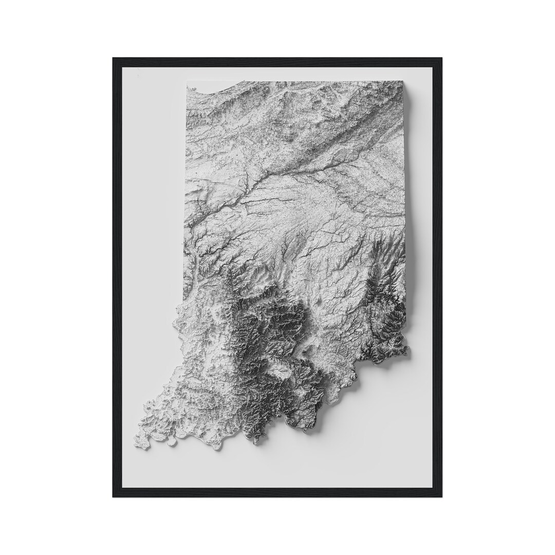 Indiana Elevation Map Print, Modern Minimalist Art - Etsy