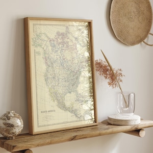 Vintage North America Map Print – USA, Canada & Mexico Wall Art - Antique Style Geography Poster - Old World Decor