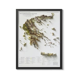 Mappa della Grecia 1965 - Mappa della Grecia d'epoca - Regalo unico di arte murale - Caratteristiche geologiche dettagliate - Decorazione di arte murale per gli appassionati di storia