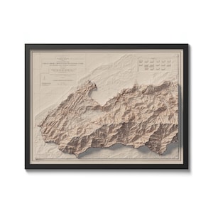 Great Smoky Mountains National Park Topographische Karte West Part, Vintage Reprint historische Karte mit Reliefeffekt, Vintage Kunst, Wandposter