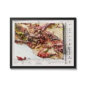 Mappa geologica di Los Angeles / Arredamento vintage per la casa di Los Angeles / Arte murale unica / Poster retrò della città per i fan di Los Angeles / Stampa dettagliata di Los Angeles