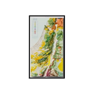Mapa Geológico de Israel 1965 Vintage Reimpressão Mapa Histórico Com Efeito de Relevo, Israel Vintage Arte de Parede, Decoração de Parede, Cartaz de Israel