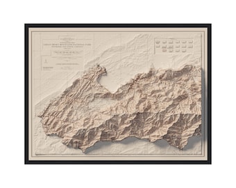 Great Smoky Mountains National Park Topographic Map West Part, Vintage Reprint Historical Map With Relief Effect, Vintage Art, Wall Poster
