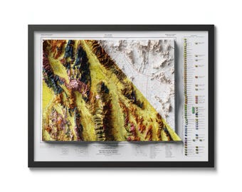 Death Valley Geological Map Print, 1980 Vintage Shaded Relief Style Wall Art
