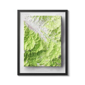 Topographische Karte von Ashland 1954, Oregon Vintage Reprint Historische Karte mit Reliefeffekt, Ashland Vintage Map Art Decor, Ashland Print