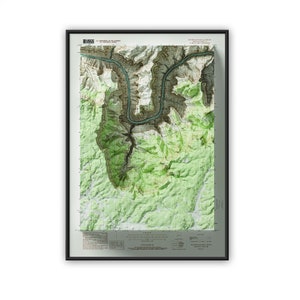 Explorers Monument - Grand Canyon National Park-kaart, topografische kaart Arizona met reliëfeffect, kunst aan de muur, woondecoratie, Grand Canyon-cadeaus