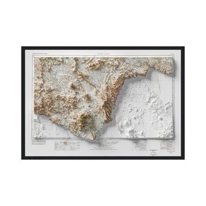 Big Bend National Park kunst aan de muur, Big Bend topografische kaart, Emory Peak TX vintage herdruk historische kaart met reliëfeffect, Emory Peak TX muurdecoratie