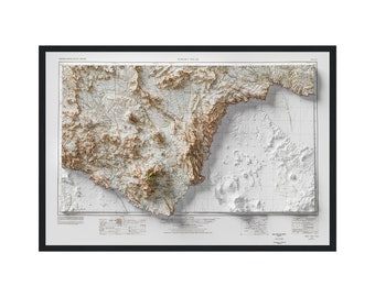 Big Bend National Park Wall Art, Big Bend Topographic Map, Emory Peak TX Vintage Reprint Historical Map With Relief Effect, Texas Wall Decor
