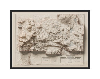 Lassen Volcanic National Park Topographic Map-California 1929, Map With Relief Effect, Lassen Volcanic Map Print, California Decor