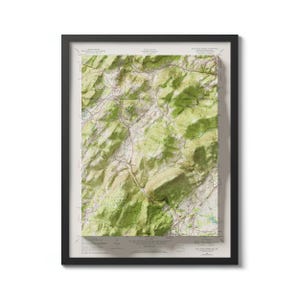 Impressão de mapa das montanhas Blue Ridge, arte de parede para presente, impressões vintage das montanhas Blue Ridge, mapa topográfico com efeito de relevo, arte de parede de montanha