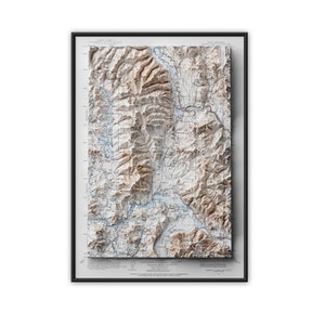 Topografische kaart van Priest Lake 1911, Idaho vintage herdruk historische kaart met reliëfeffect, Priest Lake kunst aan de muur, Priest Lake poster